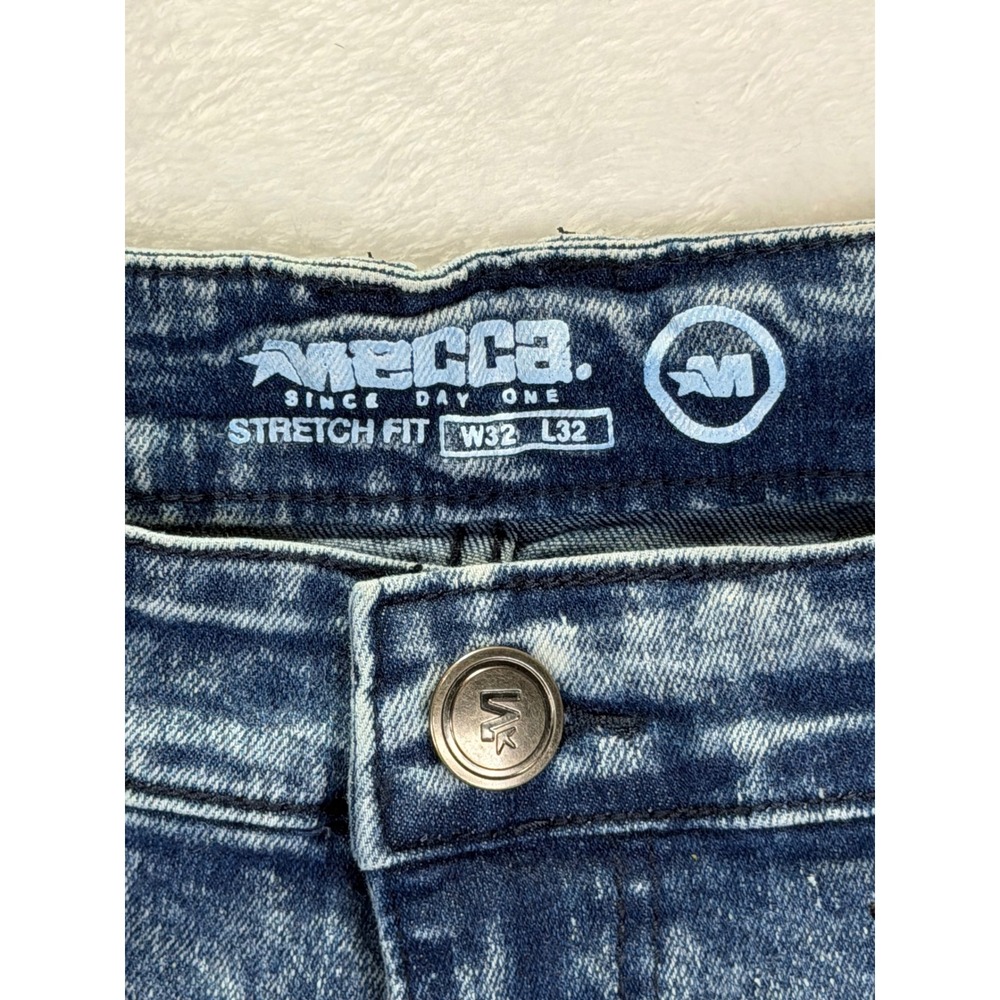 Mecca Mens Blue Wash Moto Biker Stretch Slim Fit Jeans 32x32 MC-MJ501 NWT - Picture 2 of 8